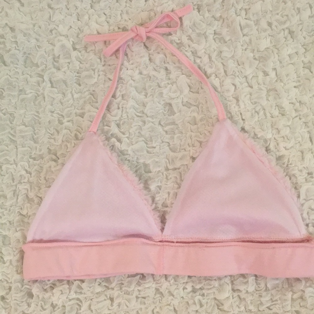 Fuzzy Pink Bikini Top & Skirt Rave SET - Picture 5 of 8